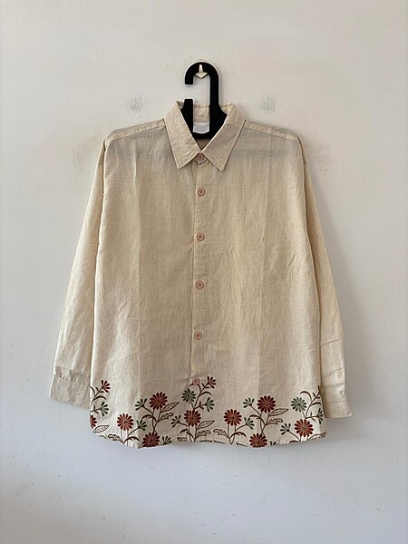 Rust petal embroidered shirt