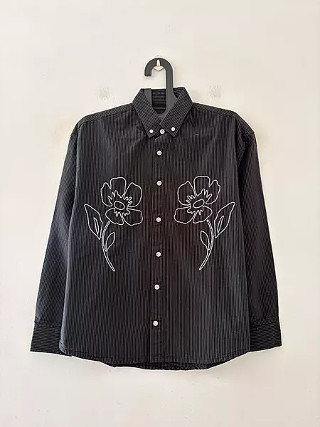 Noir striped embroidered shirt