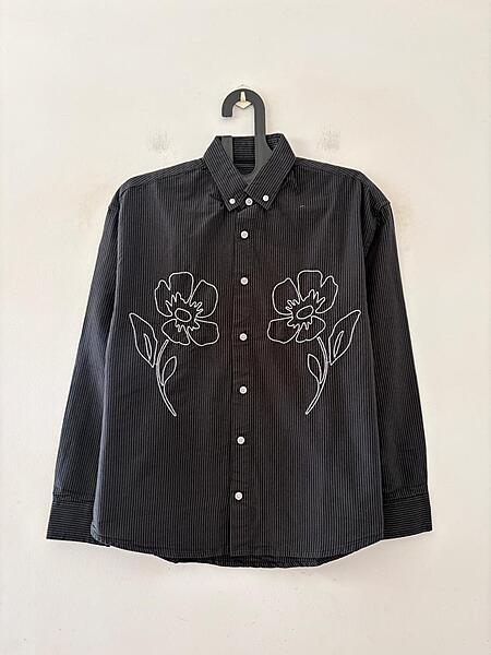 Noir striped embroidered shirt