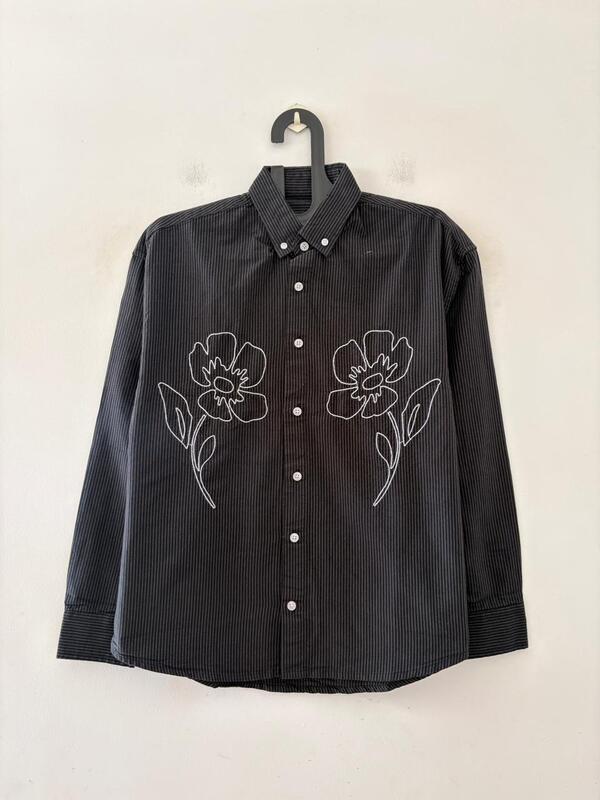 Noir striped embroidered shirt