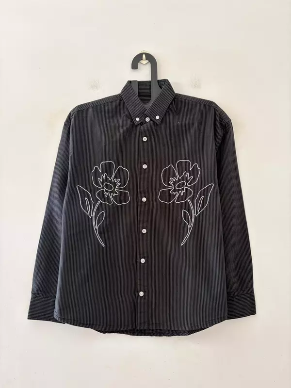 Noir striped embroidered shirt
