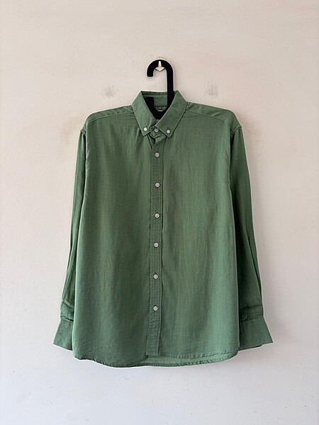 Moss green linen shirt
