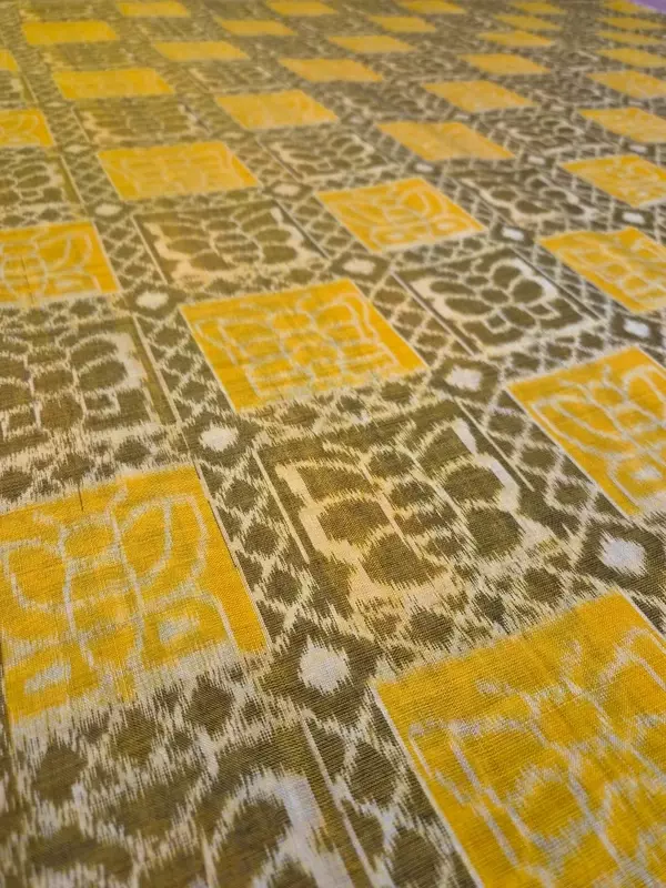 BUTTERFLY BANDHA FABRIC-MUSTARD