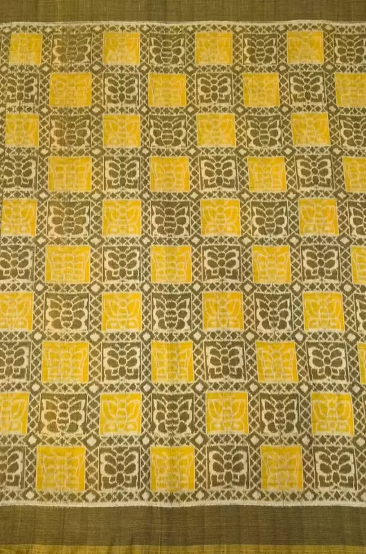 BUTTERFLY BANDHA FABRIC-MUSTARD
