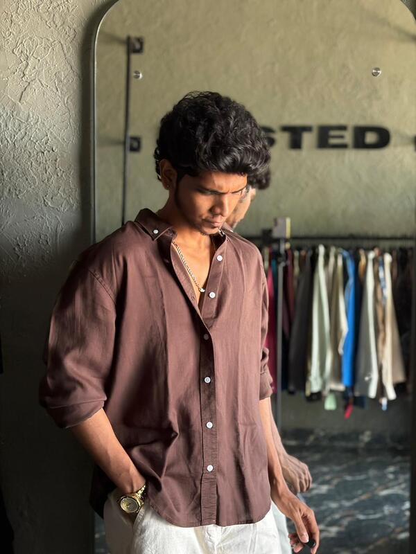 Chocolate brown linen shirt