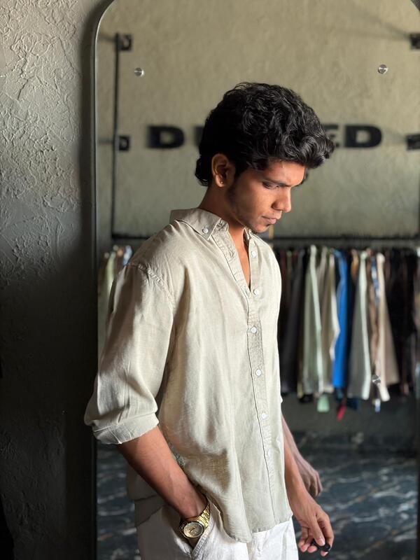 Sage beige linen shirt