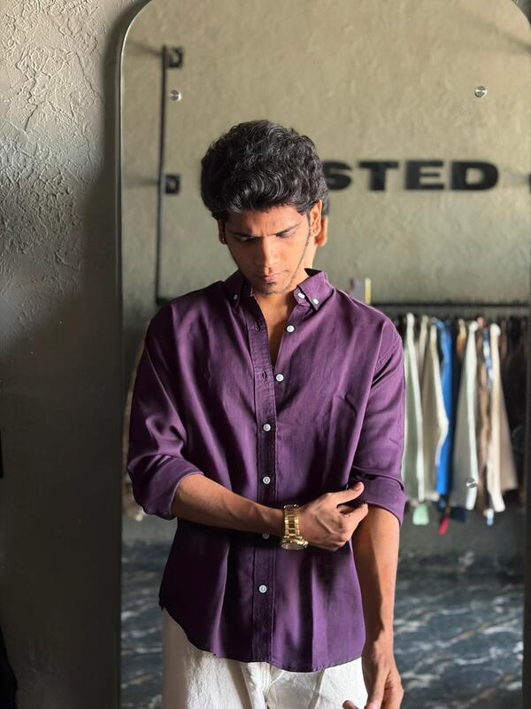 Plum mist linen shirt