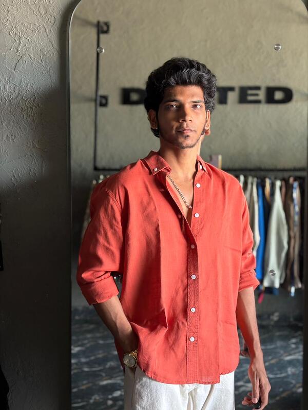 Pure orange linen shirt