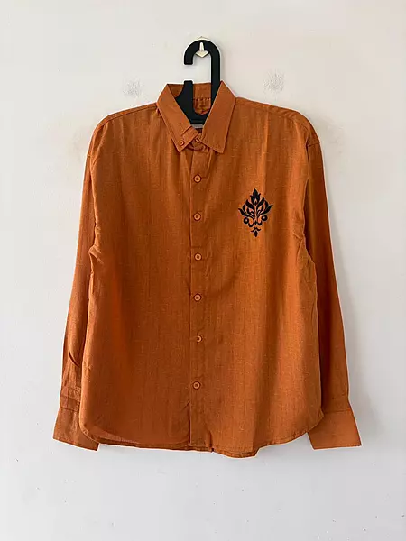 Rust orange embroidered shirt