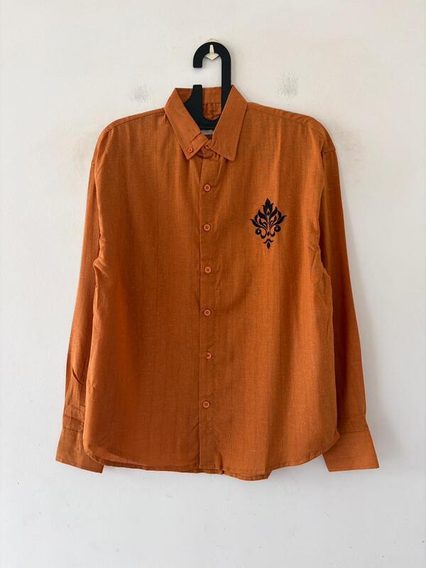 Rust orange embroidered shirt