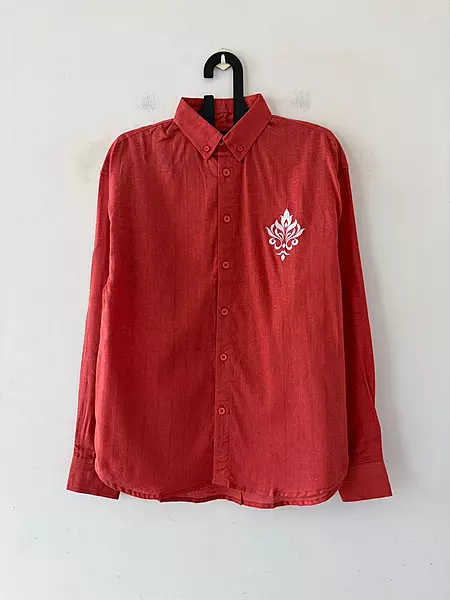 Brick red embroidered shirt