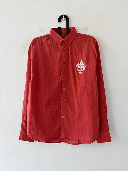 Brick red embroidered shirt