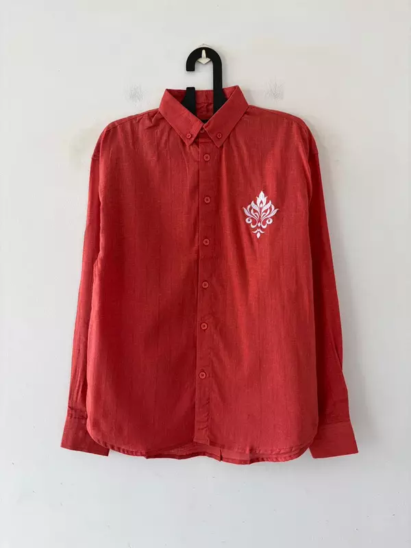 Brick red embroidered shirt