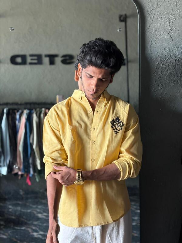 Golden crest embroidered shirt