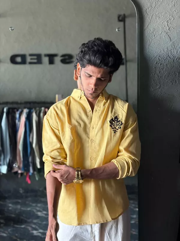 Golden crest embroidered shirt