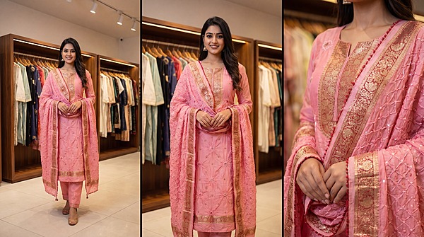 Kala Sanskruti All Over Peach Color Art Silk Bandhani Dress 2.5 M Each Piece Elegant Traditional Wear Art Silk Dress for Women