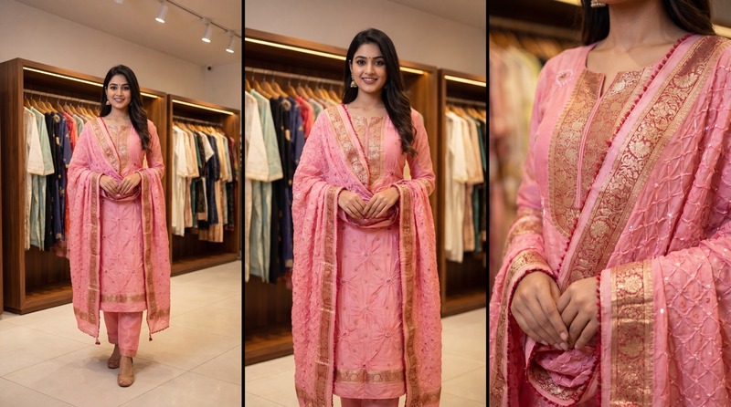 Kala Sanskruti All Over Peach Color Art Silk Bandhani Dress 2.5 M Each Piece Elegant Traditional Wear Art Silk Dress for Women