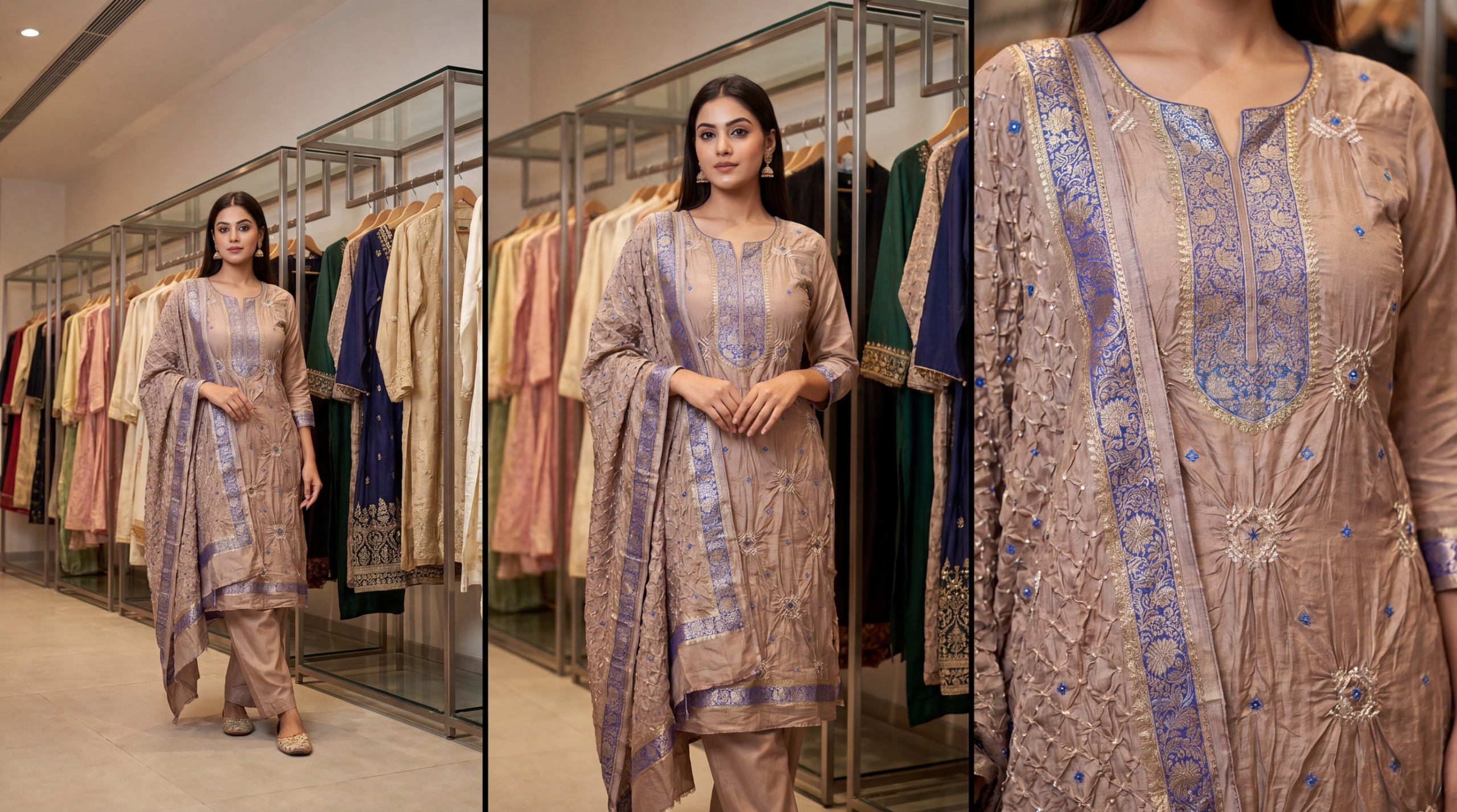 Kala Sanskruti All Over Chiku Color Art Silk Bandhani Dress 2.5 M Each Piece Elegant Traditional Wear Art Silk Dress for Women