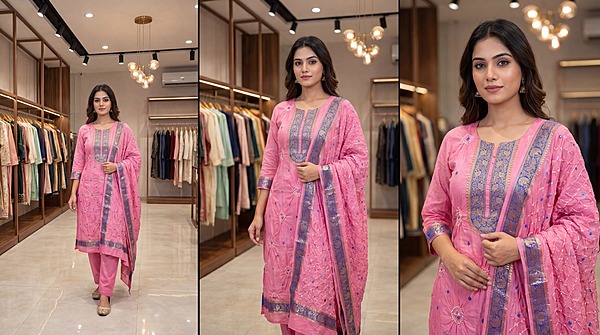 Kala Sanskruti All Over Pink Color Art Silk Bandhani Dress 2.5 M Each Piece Elegant Traditional Wear Art Silk Dress for Women
