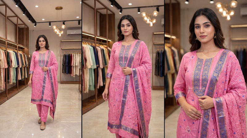 Kala Sanskruti All Over Pink Color Art Silk Bandhani Dress 2.5 M Each Piece Elegant Traditional Wear Art Silk Dress for Women