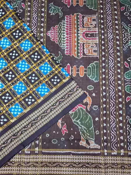 15 Kuthi Sakta Saree-Black-Tblue