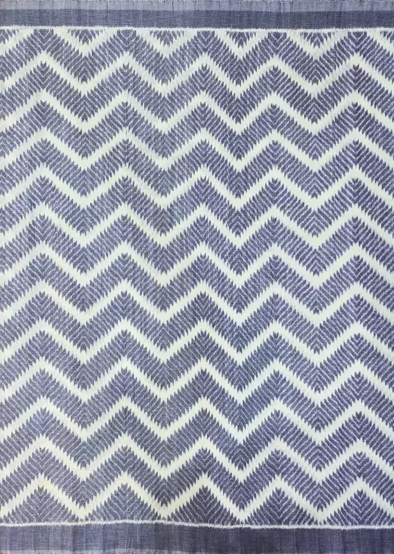 ZIGZAG BANDHA FABRIC-WHITE-BLUE