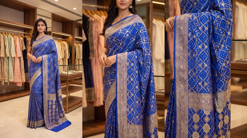Kala Sanskruti All Over Royal Blue Color Pure Banarasi Saree 6.5M Elegant Traditional Wear Graceful Pure Banarasi Saree Handcrafted Artistry for Woman