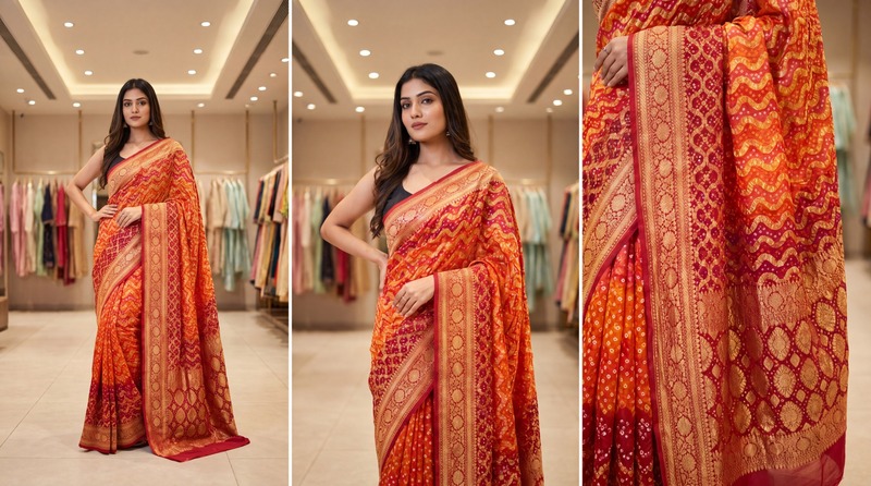 Kala Sanskruti Orange & Red Color Pure Banarasi Saree 6.5M Elegant Traditional Wear Graceful Pure Banarasi Saree Handcrafted Artistry for Woman
