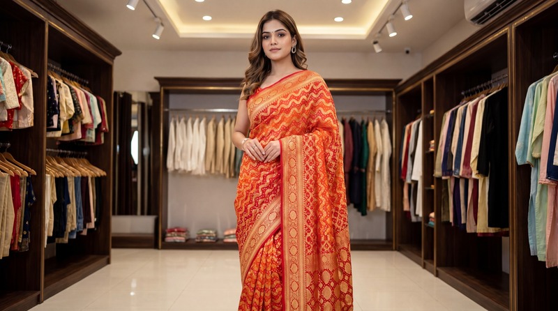 Kala Sanskruti Orange & Red Color Pure Banarasi Saree 6.5M Elegant Traditional Wear Graceful Pure Banarasi Saree Handcrafted Artistry for Woman