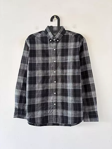 Charcoal black & silver check shirt