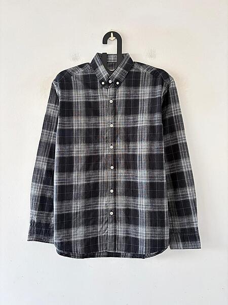 Charcoal black & silver check shirt