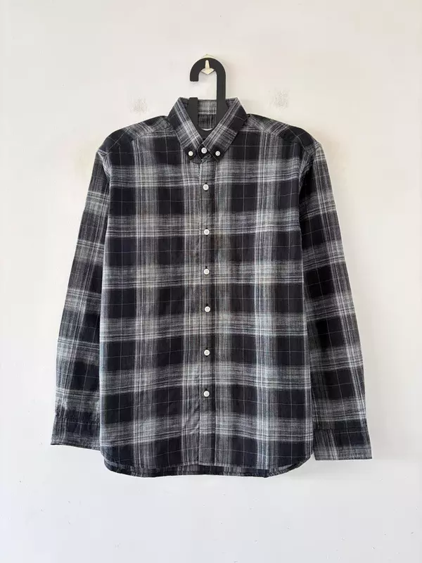 Charcoal black & silver check shirt
