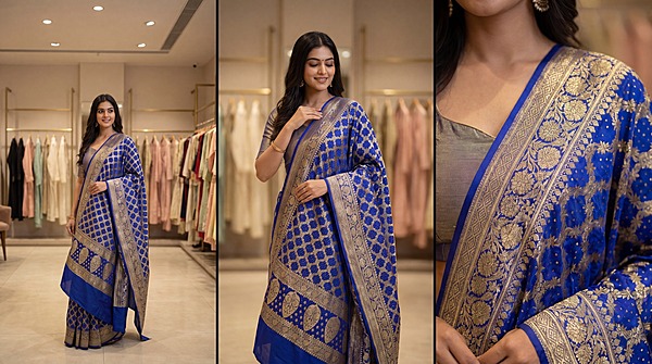 Kala Sanskruti All Over Royal Blue Color Banarasi Georgette Bandhani Dupatta 2.5 M Elegant Traditional Wear Unique Dupatta for Women