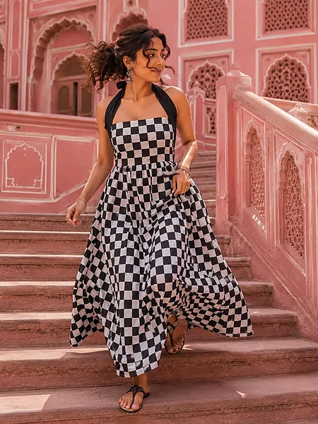 Hoor's Halter Neck Tube Dress - Check Mate