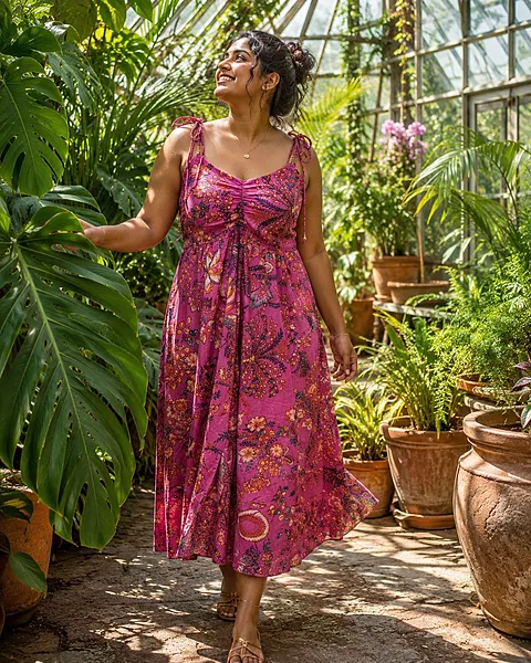 Fiza's Gentle Scrunch Tube Dress - Pink & Flower