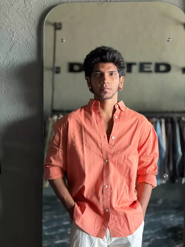 Rust ember linen shirt