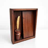 DSN-184 HANDICRAFT BOX WITH SMALL FEATHER 10"X 8"