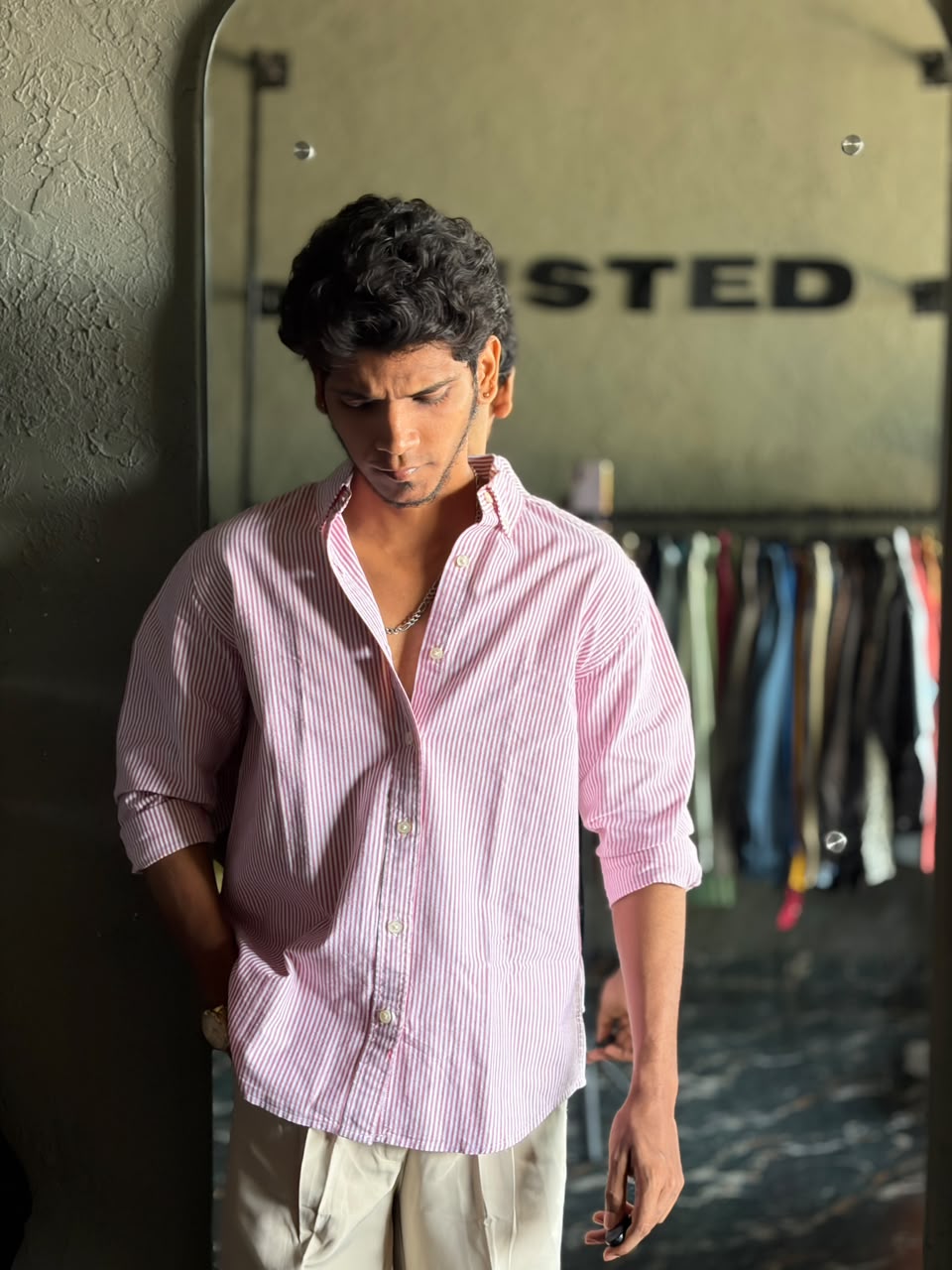 Soft pink oldmoney stripes shirt