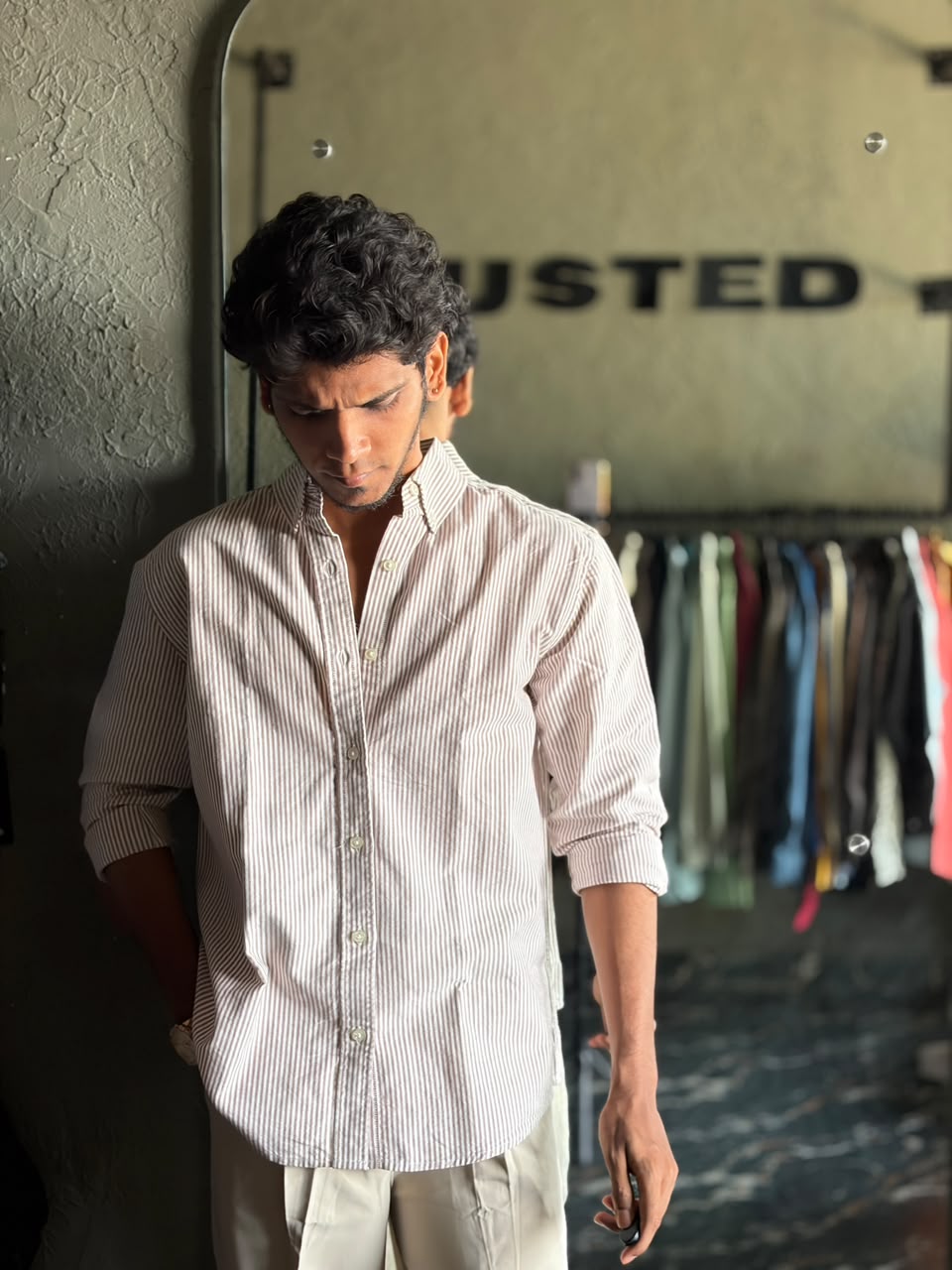 Beige oldmoney stripes shirt