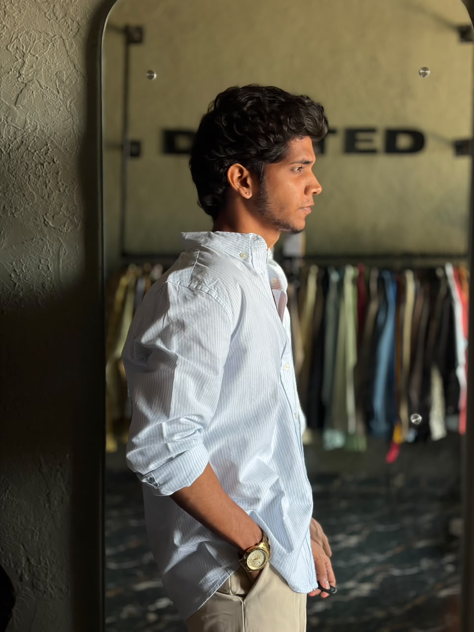 Ice blue oldmoney stripes shirt