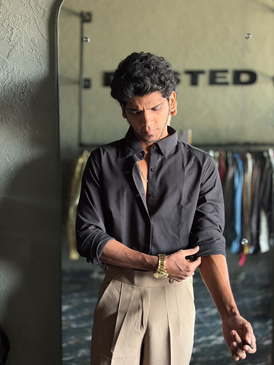 Noir luxe self-designer shirt