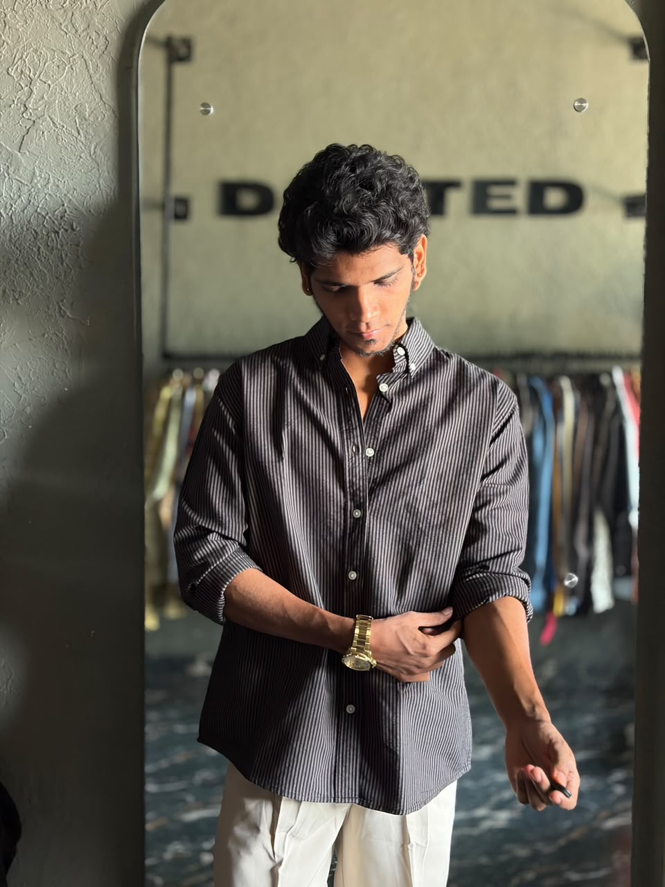Charcoal oldmoney stripes shirt