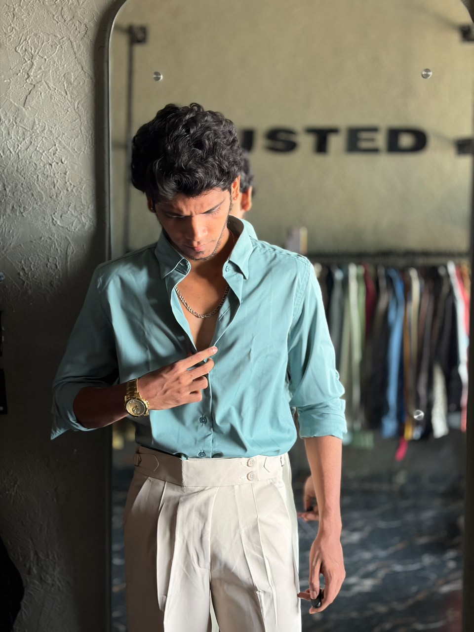 Aqua self-designer shirt