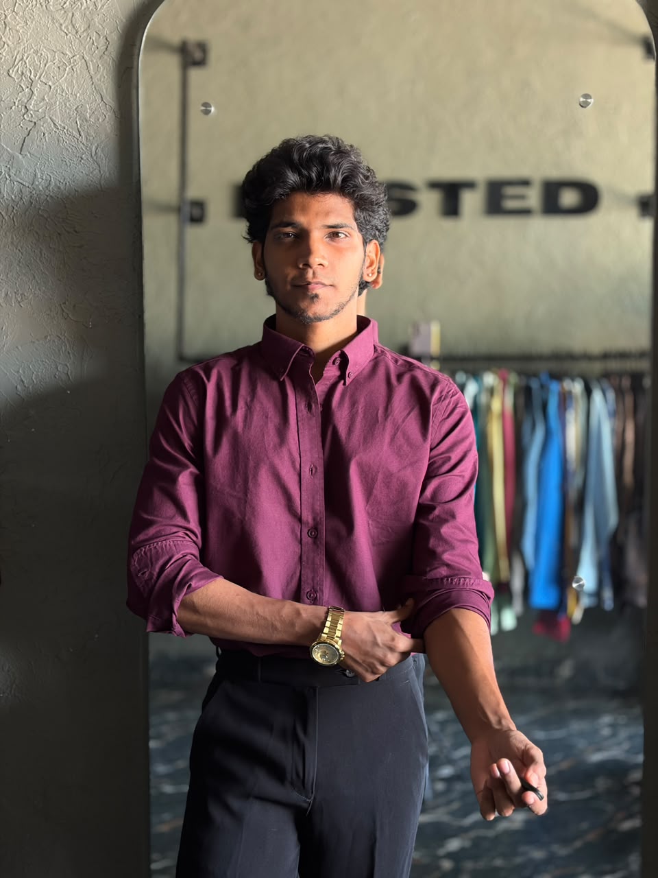 Wine ash oxford shirt