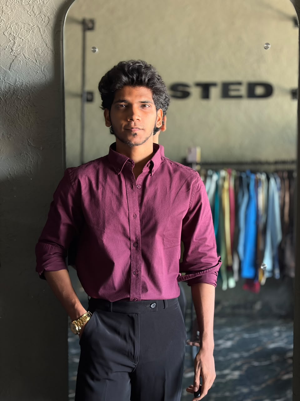 Wine ash oxford shirt