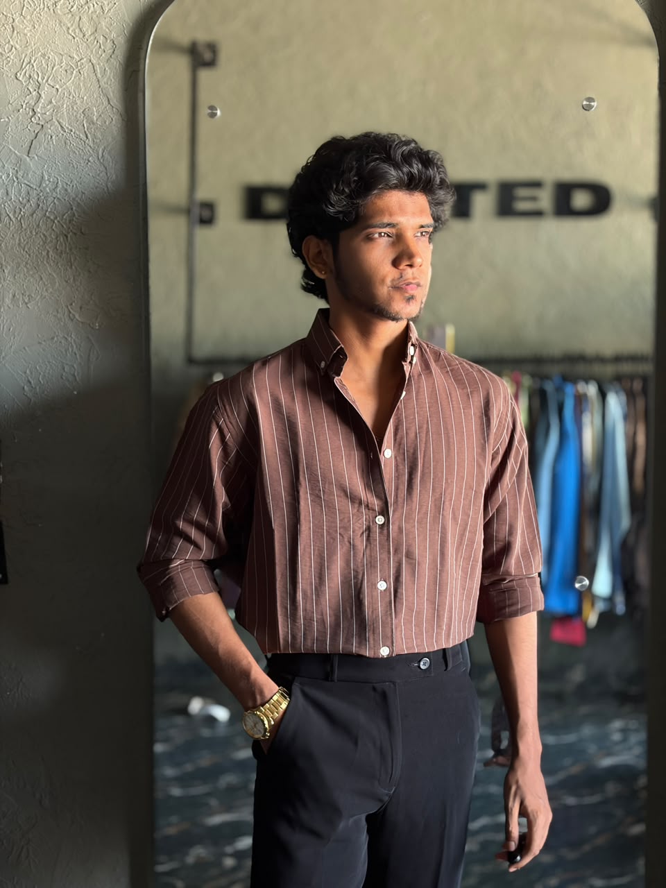 Chestnut brown stripes shirt
