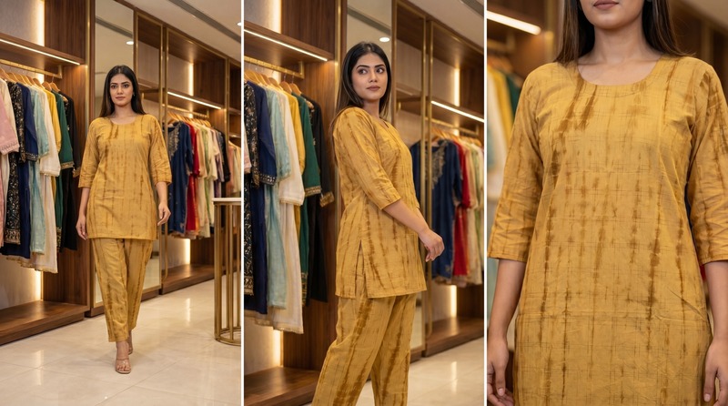 Kala Sanskruti All Over Rust Color Cotton Bandhani Women’s Redy Pair (L) Elegant Traditional Cotton Redy Pair For Women Without Dupatta