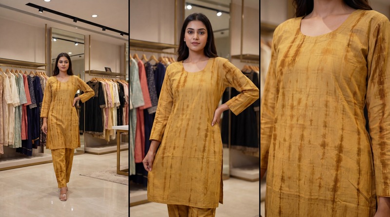 Kala Sanskruti All Over Rust Color Cotton Bandhani Women’s Redy Pair (L) Elegant Traditional Cotton Redy Pair For Women Without Dupatta