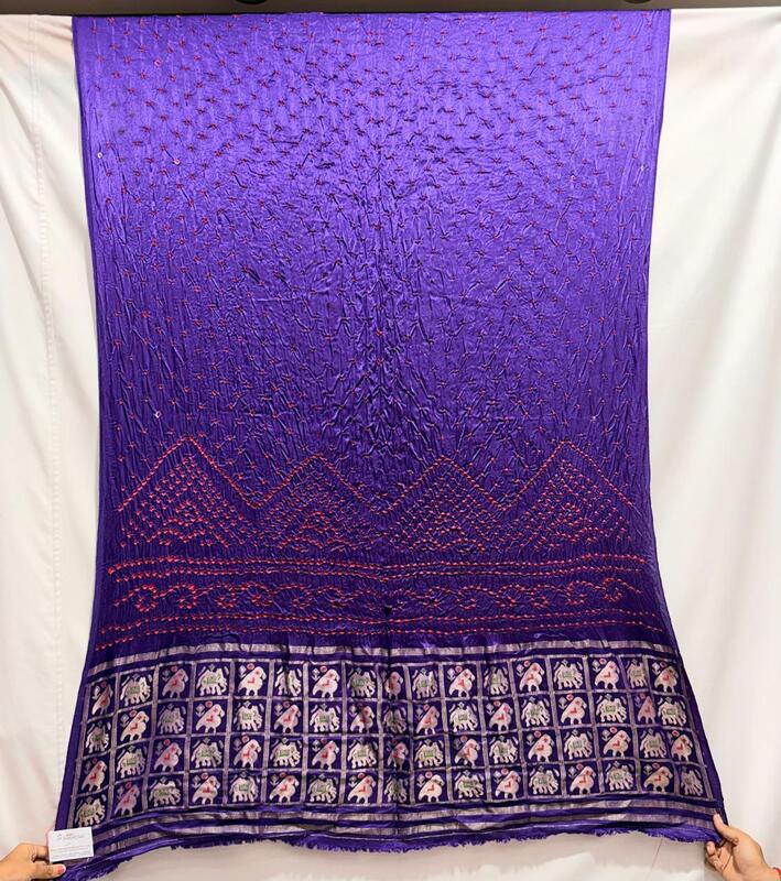 Kala Sanskruti Purple & Maroon Color Art Silk Bandhani Dress 2.5 M Each Piece Elegant Traditional Wear Art Silk Dress for Women