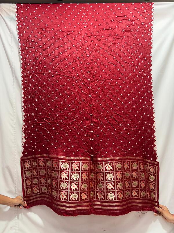Kala Sanskruti Purple & Maroon Color Art Silk Bandhani Dress 2.5 M Each Piece Elegant Traditional Wear Art Silk Dress for Women